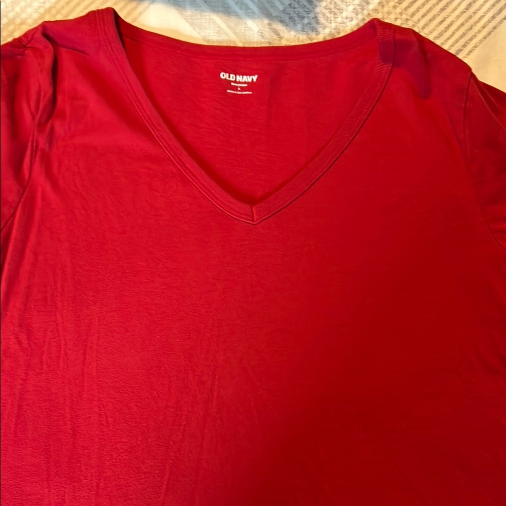 Old Navy Bold Red V-Neck Tee